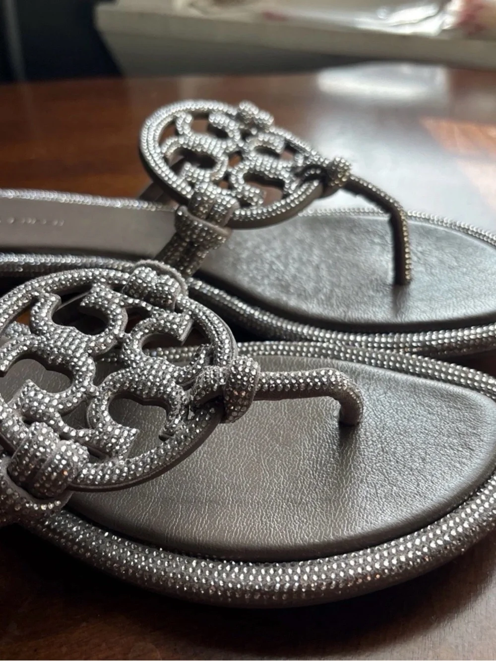 New Tory Burch Sandals Women's Size 9mColor Dark Clay Miller Knotted Pave